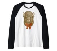 Corona rústica de Bisonte de Navidad Occidental Camiseta Manga Raglan