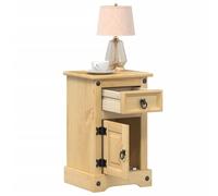 Corona Solid Pine Wood Nightstand 35x32.5x58 cm with Drawer, Rustic Bedside Table for Bedroom & Living Room, Durable Honey Wax Finish, Easy Assembly, Wall Mount Included