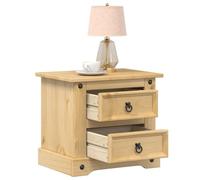 Corona Solid Pine Wood Nightstand 53x39x50 cm with 2 Drawers, Rustic Bedside Table for Bedroom & Living Room, Durable Honey Wax Finish, Easy Assembly