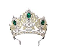 Corona Tiara nupcial de corona for la novia, tiaras y coronas cristal reina, princesa(Yellow and green)