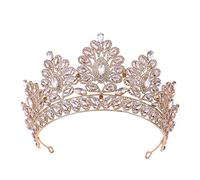 Corona, tiara, reina de graduación Corona de quinceanera Pageants Crowns Princess Crown Rinestone Crystal Crown Crown Tiaras para mujeres (corona de champán dorado)