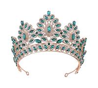 Corona, tiara, reina del baile de graduación de la corona de quinceanera coronas princesa de la princesa de la corona de la corona tiaras de la corona nupcial para mujeres (corona verde oliva dorada)