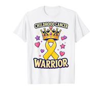 Corona y Cinta para niñas guerreras del cáncer Infantil Camiseta gráfica económica, Hombre, Blanco, M