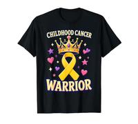 Corona y Cinta para niñas guerreras del cáncer Infantil Camiseta gráfica económica, Hombre, Negro, L