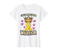 Corona y Cinta para niñas guerreras del cáncer Infantil Camiseta gráfica económica, Mujer, Blanco, L