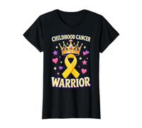 Corona y Cinta para niñas guerreras del cáncer Infantil Camiseta gráfica económica, Mujer, Negro, L