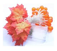 Coronas Artificiales iluminadas, Guirnalda de Hojas Arce iluminadas a Pilas, Color Naranja, 1,5 a 6 m, for Interior y Exterior