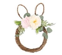 Coronas con conejitos de Pascua para puerta de entrada | Guirnalda de flores con forma de conejo | Guirnalda decorativa de conejo de Pascua para puerta de entrada - Para casa, ventana Pa