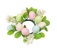 Coronas con portavelas de Huevo de Pascua, diseño Festivo, 20x20 cm, Anillos para Velas con Forma de Huevo de Primavera con Flor de Margarita, Centro de Mesa de Mini Coronas, Reutilizables, para Mesa