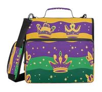 Coronas de Carnaval Tie Feather 3 anillos 3.8 cm con cierre de cremallera con correa para el hombro y asa, incluye bolsillo con cremallera, bolsa de almacenamiento portátil para el hogar y viaje para