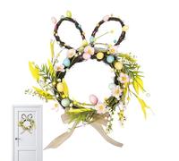 Coronas de Conejo de Pascua para Puerta Principal | Colgador de Bayas, Huevos y Flores de Bienvenida | Corona de Conejo de Pascua | Para Hogar Exterior Interior Ventana Pared Sala Dormitorio Primavera