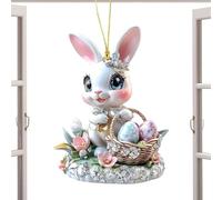 Coronas de Conejo para Puerta de Entrada, de decoración Lindos en Forma de Conejo, Corona de Primavera, diseño acrílico 2D, Guirnalda de Puerta con Forma de Conejo, para familias