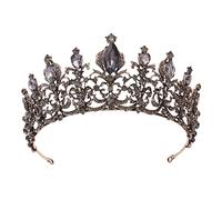 Coronas de cría de cría de cristal negro barroco de la novia Princesa de la boda Accesorios para el cabello elegante Tiara Diadem Women Jewelry Traje (Color: 7)