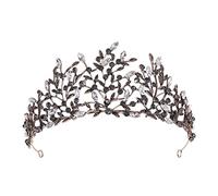 Coronas de cría de diez rianas de cristal negro barroco Princesa de la boda accesorios para el cabello de la boda elegante Tiara Diadem Mujeres