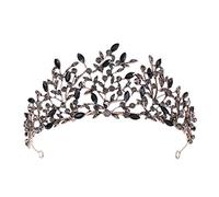 Coronas de cría de diez rianas de cristal negro barroco Princesa para la boda accesorios para el cabello de la boda elegante Tiara Diadem Mujeres