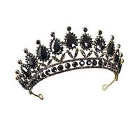 Coronas de cría negros vintage barroco Coronas de diez rianas de la novia Princesa para el cabello de la boda elegante Tiara Diadem Women Jewelry traje (Color: 27)
