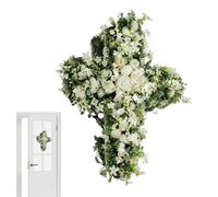 Coronas de Cruz de Pascua, decoración Artificial basada en la fe, de Cruz de Primavera con Detalles Florales, Corona de Puerta Delantera, Acento Festivo con fácil Colgar, decoración de Pascua