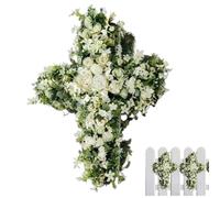 Coronas de cruz de Pascua - Decoración de cruz floral cristiana, elegante acento colgante de primavera, decoración de vacaciones religiosas de múltiples escenarios | Corona de fe decorativa para celeb