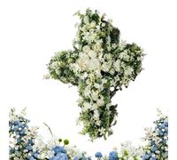 Coronas de Cruz de Pascua - Decoración Religiosa de Puerta de Primavera, Colgante Inspirado en la fe, decoración Cristiana de Temporada de múltiples escenarios | Corona Cruzada Floral para exhi