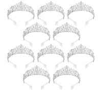 Coronas de diamantes de imitación y aleación, tiaras de novia plateadas, 10 piezas, coronas con peines para mujer, diademas de princesa plateadas, tiaras de novia para fiestas, bodas, cumpleaños