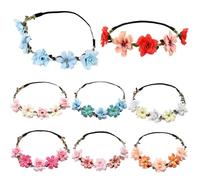 Coronas de flores para mujer 8 piezas coronas de flores para mujeres y niñas diademas elásticas de bohemias con 5 piezas de corona de hadas de boda estilo hawaiano para novia