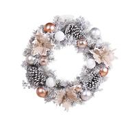 Coronas de invierno para puerta de entrada,Corona de Navidad de 15.75 pulgadas con piñones y bayas plateadas | Coronas de Navidad exteriores resistentes a la intemperie para puertas de ventanas