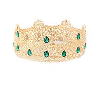 Coronas de metal para hombres, adultos, cumpleaños, graduación, fiesta, fiesta, corona de rey para cosplay, boda, cumpleaños, regreso a casa, fiesta, regalos (dorado con piedra verde)