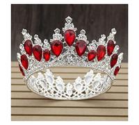 Coronas de moda Barroque Luxury Crystal Bridal Crown Tiaras Tiaras de oro claro Tiaras para mujeres Accesorios para el cabello de la boda de la novia (un rojo plateado)