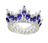 Coronas de moda Barroque Luxury Crystal Bridal Crown Tiaras Tiaras de oro claro Tiaras para mujeres Accesorios para el cabello de la boda de la novia (un azul plateado)