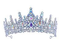 Coronas de mujer, tiaras brillantes de diamantes de imitación, tiaras de cristal barroco vintage para accesorios de fiesta, novia, cumpleaños, baile de vacaciones Tiaras de moda para mujer (plata)