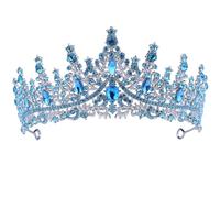 Coronas de mujer, tiaras brillantes de diamantes de imitación, tiaras de cristal barroco vintage para accesorios de fiesta, novia, cumpleaños, baile de vacaciones Tiaras de moda para mujer (azul)