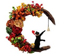Coronas de Navidad para Puerta de - Guirnalda de Corona de Luna de Gato de Navidad - Guirnalda para decoración de hogar, Exterior, Interior, Sala de Estar, Dormitorio, Pared, Capa de Fiesta