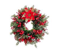Coronas de Navidad para puerta delantera, 40 cm, aguja de pino realista | Corona de vegetación artificial para puerta delantera, pared, porche, ventana, chimenea, interior y exterior