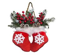 Coronas De Navidad para Puerta Principal - Corona Navideña De Mitones con Luces LED,Navideños para El Hogar con Bayas Rojas Piñas Ramas,para Interior Y Exterior Repisa De Chimenea Porche Patio Boda