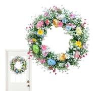 Coronas de Pascua,35 cm Decoración Floral Artificial con Huevo - Corona de Pascua para Exterior en Puerta Principal | para Decoración en Primavera Verano Otoño Invierno Navidad Terraza