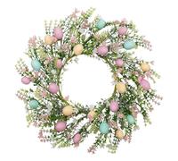 Coronas de Pascua para puerta de entrada - Corona de primavera con forma de huevo colorida, corona de flores artificiales, decoraciones de Pascua de granja con ramitas mezcladas | para pared, puerta