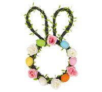 Coronas de Pascua para puerta delantera, decoración artificial de porche de primavera, corona rústica de flores de huevo de Pascua | para interiores y exteriores, sala de estar, entrada, mantel