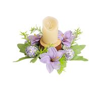 Coronas de s de vela de huevo de Pascua, de vela de corona,s de velas navideñas con forma de huevo de Pascua de granja de flores artificiales - Corona de primavera, guirnalda de flores, decoración de
