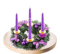 Coronas De Velas Navideñas para Velas De Pilar,Corona De Candelabros Navideños - Coronas de Anillos de Velas navideñas 2024 | Candelabro de Adviento con Lazos de Cinta para Mesa de Comedor