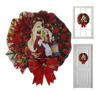 Coronas navideñas para la Puerta Principal 9.8x8.7 Pulgadas Escena de Natividad Plana para Puerta, Regalo Cristiano, Corona navideña para Puerta, decoración de Jesús.