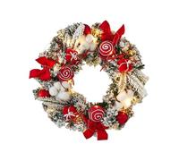 Coronas navideñas para Puerta de,Corona navideña para Exteriores con Luces | Decoraciones de Corona navideña con Nieve de 11,81 Pulgadas con Luces LED y Bolas | Guirnalda de decoración navideñ