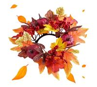 Coronas Otoño para Velas, Anillos para Velas Pilar - Guirnalda de hojas de arce calabazas bayas | para decoración de granja, otoño, Acción de Gracias, Halloween, boda,