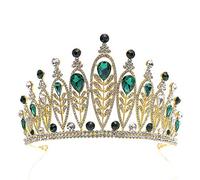 Coronas para Mujer Reina Tiara Crown Rhinestone Nupcial Tiara Princess Tiara Crown Cumpleaños Corona para Fiesta(Verde)