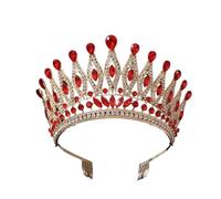 Coronas para mujer Tiara, corona, mujer, niña, boda, novia, accesorios for el cabello de princesa para Carnaval(Gold and red)