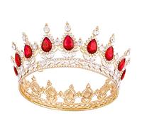 Coronas para mujer, tiara Vofler Queen, barroca, vintage, dorado, rubí, rojo, diamantes de imitación, diadema para dama, niña, novia, princesa, graduación, cumpleaños, boda, concurso, graduación,