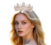 Coronas para mujeres, tiaras para mujeres Tiara dorada de estilo europeo completo con diamantes de imitación exquisita y hermosa corona para bodas, fiesta de cumpleaños, cosplay, regalo