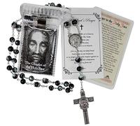 Coronilla de cara sagrada - con tarjeta de oración de cara sagrada | Rosario de cara santa con crucifijo con sudario de Turín, oración de devoción del velo de Verónica, tarjeta de oración del Señor |