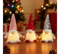 Corpower 3 Piezas Gnomo NavideñO Iluminado Papá Noel, MuñEco Sin Rostro Gnomo, Figura Invernal como Artículo Decorativo, Muñecos de Navidad, para Decoraciones de Mesa Navideñas