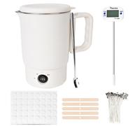Corpower Derretidor de Cera Eléctrica para Hacer Velas, Olla de Fusión de Cera de 800 ml, Kit de Fabricación de Velas para Adultos, Kit de Mecha, Adhesivos para Mecha, Centrador y Cuchara, Termómetro