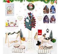 Corpower Puerta Elfo Navidad Accesorios, Decoraciones en Miniatura de Casa de Elfo para Madera, Buzón, Botas, Valla, Corona, Escalera